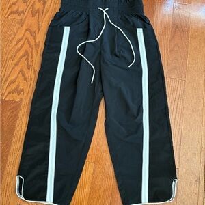 Free People Black Track Pants with White Side Stripes